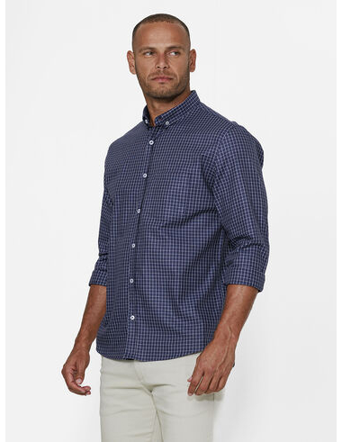 imagem de Camisa Manga Longa Oxford XD Flers Marinho/Cinza