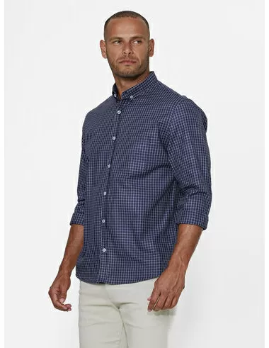 imagem de Camisa Manga Longa Oxford XD Flers Marinho/Cinza