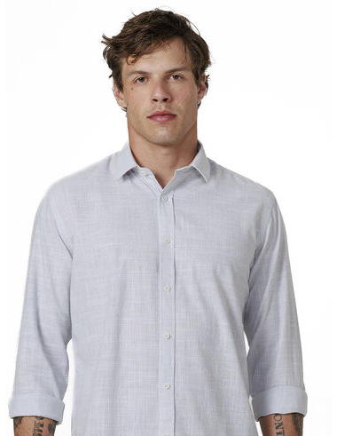 imagem de Camisa Manga Longa Slub Alpha Cinza Claro