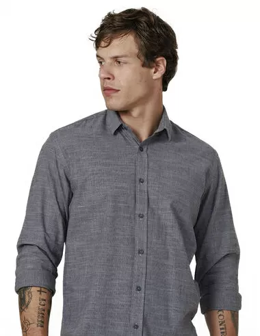 imagem de Camisa Manga Longa Slub Alpha Cinza Escuro