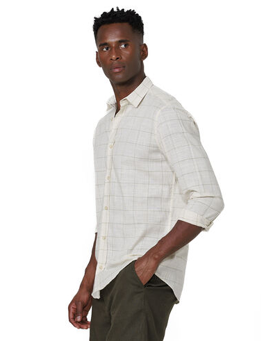 imagem de Camisa Manga Longa Slub Fine Sand Areia/Verde