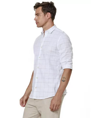imagem de Camisa Manga Longa Slub Fine Sand Branco/Khaki