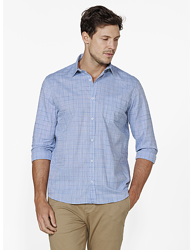 imagem de Camisa Manga Longa Slub Guines Azul/Marinho