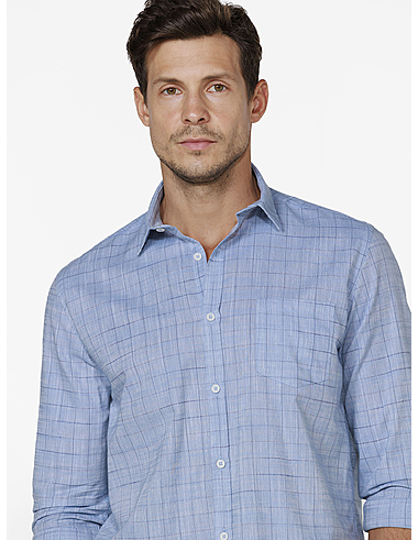 imagem de Camisa Manga Longa Slub Guines Azul/Marinho