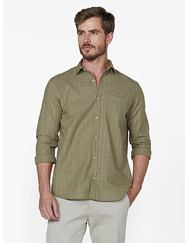 imagem de Camisa Manga Longa Slub Guines Verde/Branco