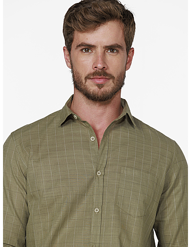 imagem de Camisa Manga Longa Slub Guines Verde/Branco