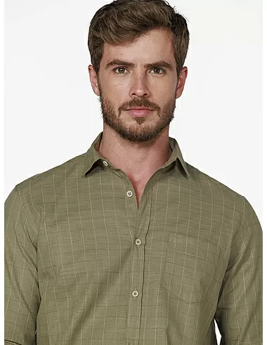 imagem de Camisa Manga Longa Slub Guines Verde/Branco