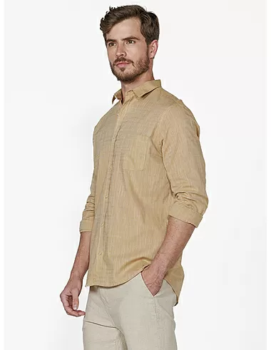 imagem de Camisa Manga Longa Slub Landes Caramelo