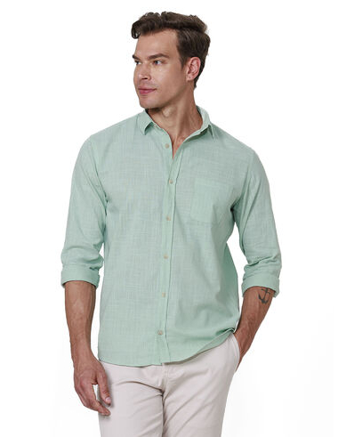 imagem de Camisa Manga Longa Slub Marítimo Verde Mar
