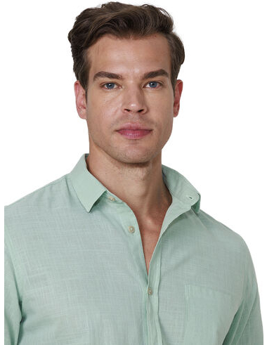 imagem de Camisa Manga Longa Slub Marítimo Verde Mar