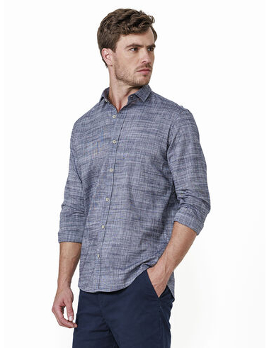 imagem de Camisa Manga Longa Slub Trama Indigo
