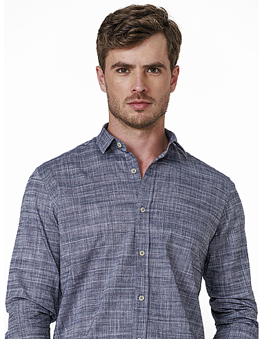 imagem de Camisa Manga Longa Slub Trama Indigo