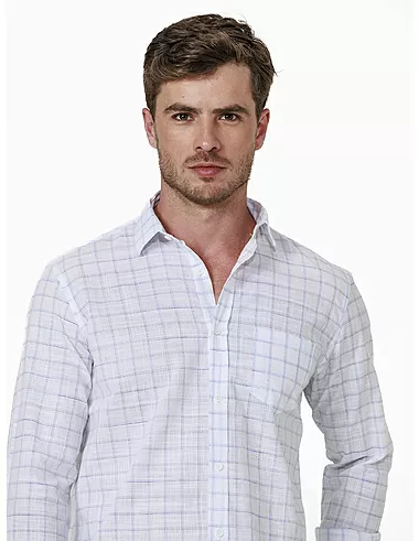 imagem de Camisa Manga Longa Slub Urbane Branco/Azul