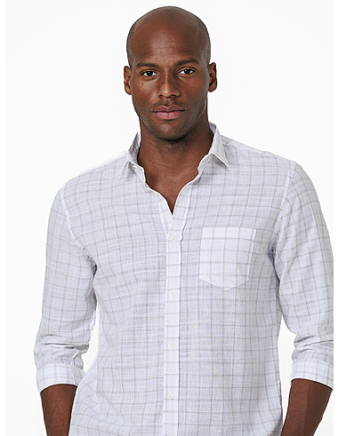 imagem de Camisa Manga Longa Slub Urbane Branco/Cinza