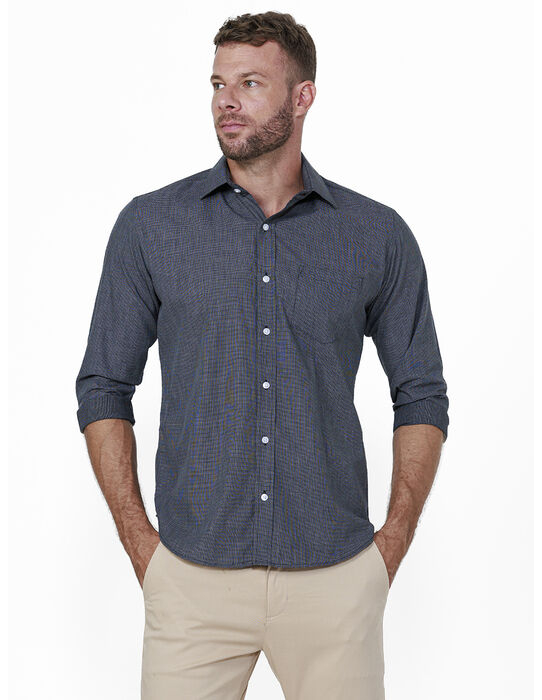 imagem de Camisa Manga Longa Social Dobby Axis Preto/Branco