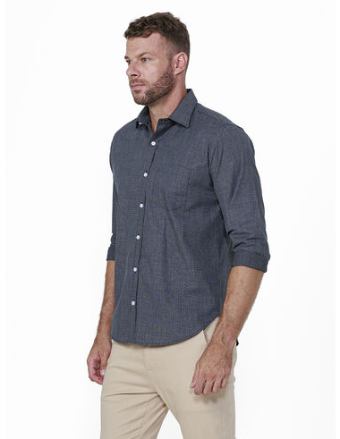 imagem de Camisa Manga Longa Social Dobby Axis Preto/Branco