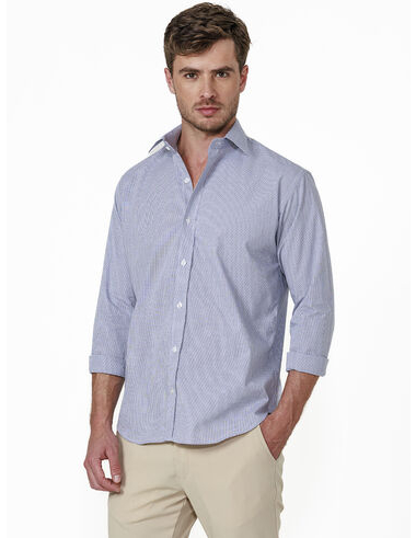 imagem de Camisa Manga Longa Social Prisma Branco/Az.Marinho