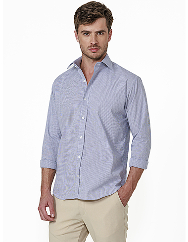 imagem de Camisa Manga Longa Social Prisma Branco/Az.Marinho