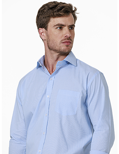 imagem de Camisa Manga Longa Tricoline Estocolmo Azul Claro/Branco