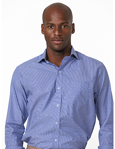 imagem de Camisa Manga Longa Tricoline Estocolmo Azul ndigo/Branco