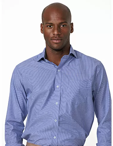 imagem de Camisa Manga Longa Tricoline Estocolmo Azul ndigo/Branco