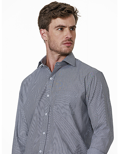 imagem de Camisa Manga Longa Tricoline Estocolmo Preto/Branco