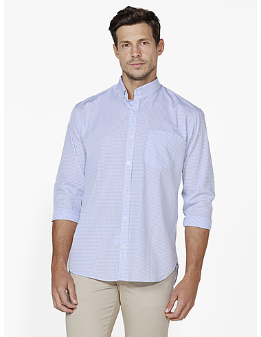 imagem de Camisa Manga Longa Tricoline Gotemburgo Branco/Azul Índigo