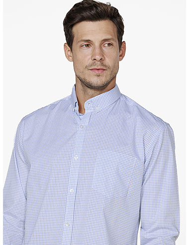 imagem de Camisa Manga Longa Tricoline Gotemburgo Branco/Azul Índigo