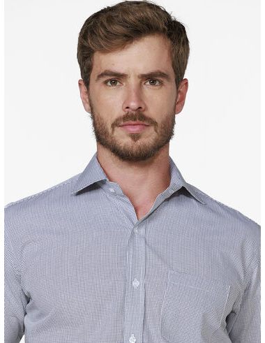 imagem de Camisa Manga Longa Tricoline Gotemburgo Branco/Preto