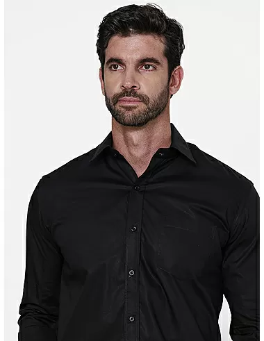imagem de Camisa Manga Longa Tricoline Hamburgo  Preto