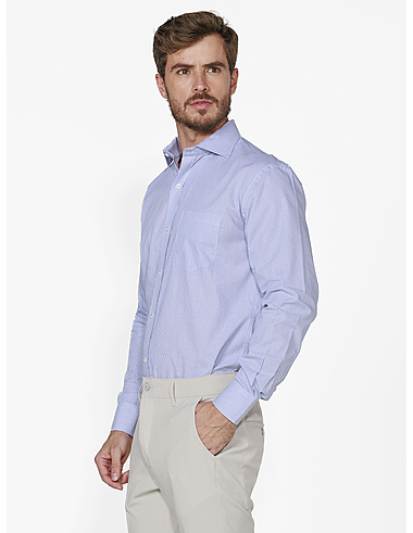 imagem de Camisa Manga Longa Tricoline Moscou Branco/Az.Marinho