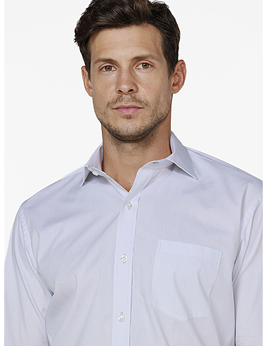 imagem de Camisa Manga Longa Tricoline Moscou Branco/Cinza Claro