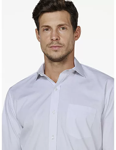 imagem de Camisa Manga Longa Tricoline Moscou Branco/Cinza Claro