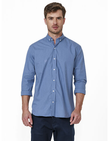 imagem de Camisa Manga Longa Work Grid  Azul/Marinho