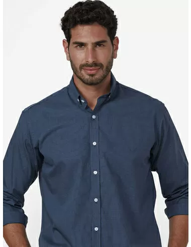 imagem de Camisa Manga Longa Work Grid Mini Marinho/Branco
