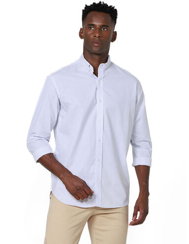 imagem de Camisa Manga Longa Work Gridline Branco/ Azul