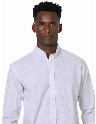 imagem de Camisa Manga Longa Work Gridline Branco/Goiaba