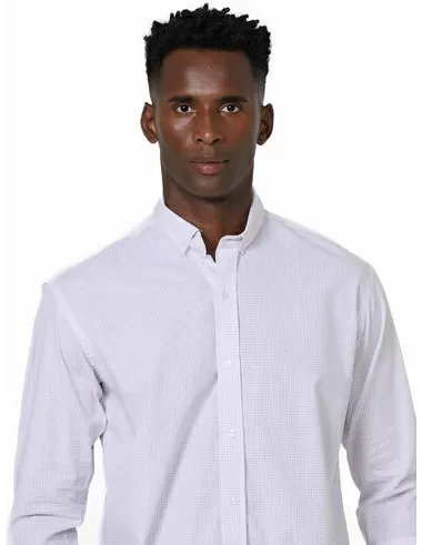 imagem de Camisa Manga Longa Work Gridline Branco/Goiaba