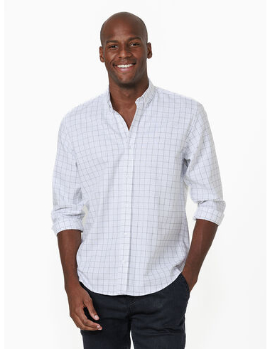 imagem de Camisa Manga Longa Work Oxford Grid Branco/Grafite