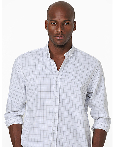 imagem de Camisa Manga Longa Work Oxford Grid Branco/Grafite
