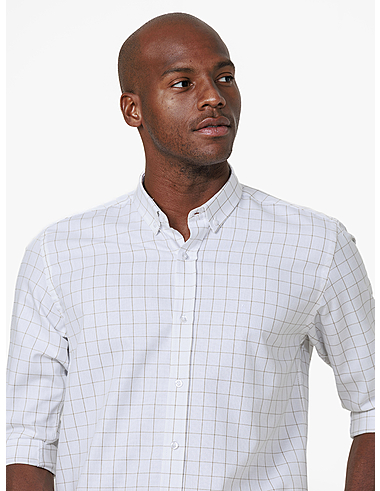 imagem de Camisa Manga Longa Work Oxford Grid Branco/Khaki