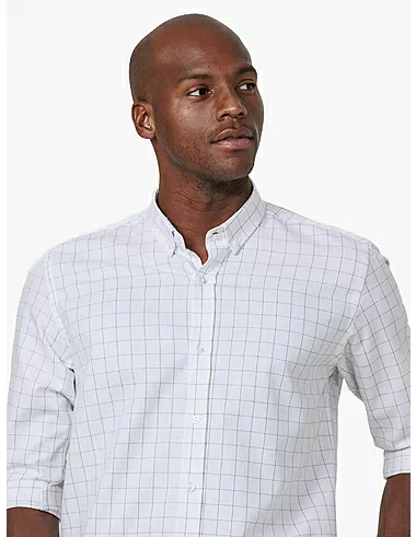 imagem de Camisa Manga Longa Work Oxford Grid Branco/Khaki