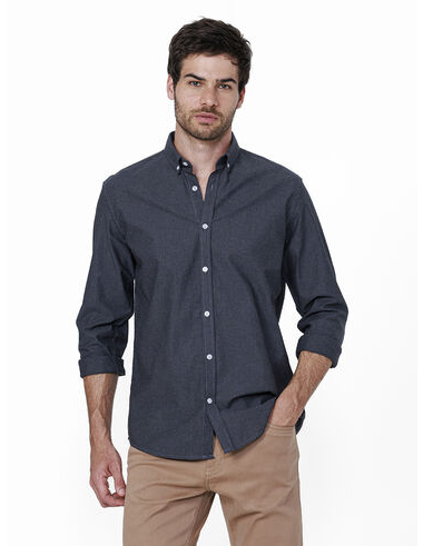 imagem de Camisa Manga Longa Work Oxford Melange Grafite
