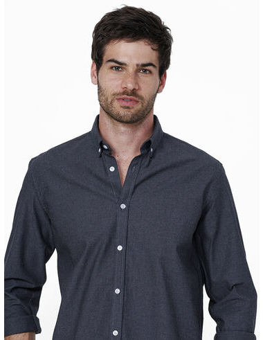 imagem de Camisa Manga Longa Work Oxford Melange Grafite