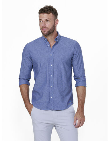 imagem de Camisa Manga Longa Work Oxford Melange Índigo