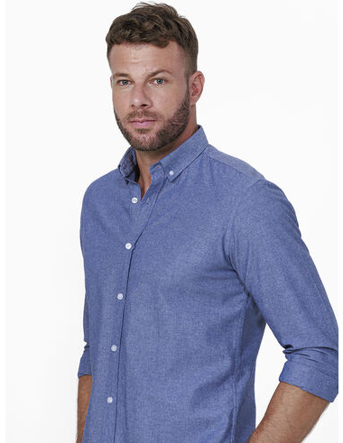 imagem de Camisa Manga Longa Work Oxford Melange Índigo