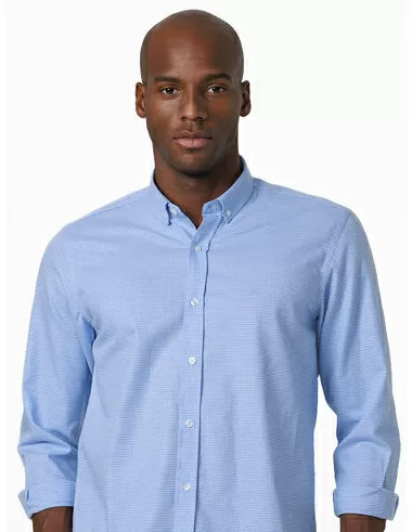 imagem de Camisa Manga Longa Work Oxford XD Azul/Branco