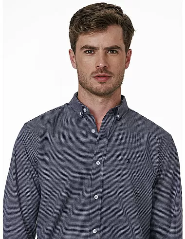 imagem de Camisa Manga Longa Work Oxford XD Azul Marinho/ Branco