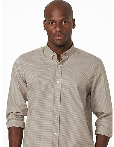 imagem de Camisa Manga Longa Work Oxford XD Khaki/Branco