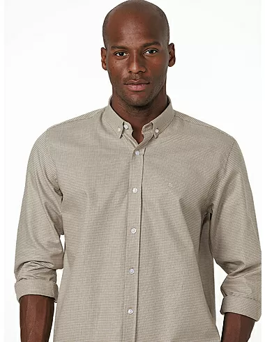 imagem de Camisa Manga Longa Work Oxford XD Khaki/Branco